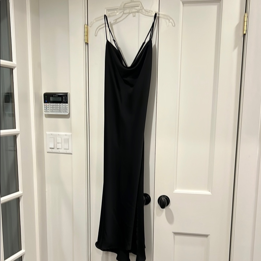 Astr Black Backless Slip Dress with Cowl Neck